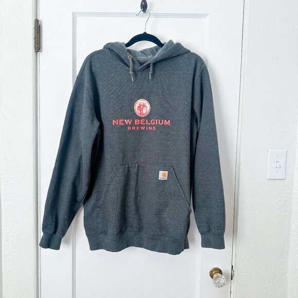 New Belgium X Carhartt | Grey Hooded Sweatshirt Graphic Brewery Jacket‎ Medium - Picture 2 of 7